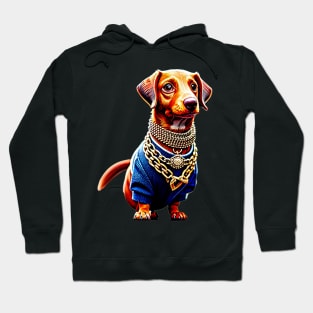 The Ultimate Display of Wealth: Billionaire Dachshund in Multiple Jewelry Necklaces Tee Hoodie